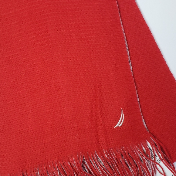 Nautica Mens Red reversible fringe scarf - Picture 2 of 4